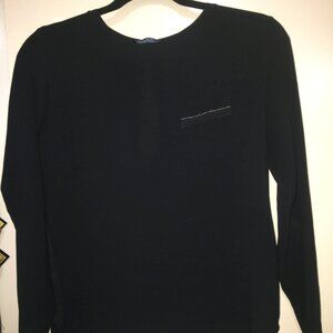 ZARA black long sleeve blouse open back - S